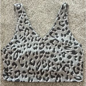 aerie Gray & Black Leopard Print Crop Top